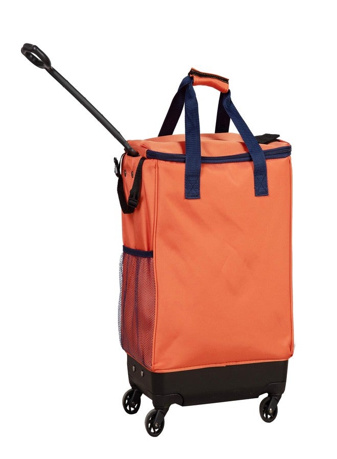 Handy Sandy Haul-It Foldable Rolling Tote - Patented Heavy-Duty Utility Bag with 8 Spinner Wheels, - Reusable Grocery Cart, Laundry Carrier, Travel Tote, Commuter Bag for Shopping & More- Orange - Image 2